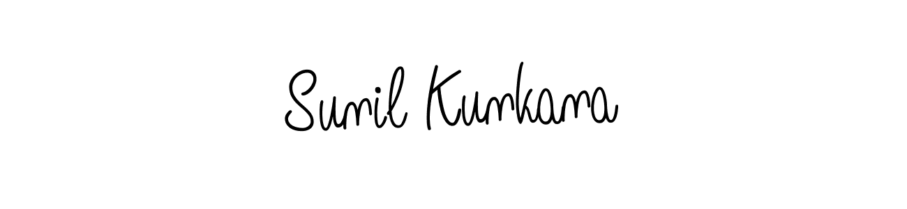 You should practise on your own different ways (Angelique-Rose-font-FFP) to write your name (Sunil Kunkana) in signature. don't let someone else do it for you. Sunil Kunkana signature style 5 images and pictures png