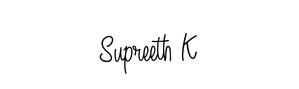 Design your own signature with our free online signature maker. With this signature software, you can create a handwritten (Angelique-Rose-font-FFP) signature for name Supreeth K. Supreeth K signature style 5 images and pictures png