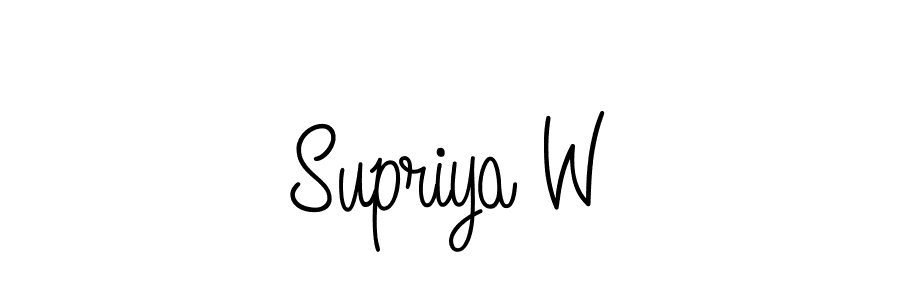 How to make Supriya W name signature. Use Angelique-Rose-font-FFP style for creating short signs online. This is the latest handwritten sign. Supriya W signature style 5 images and pictures png