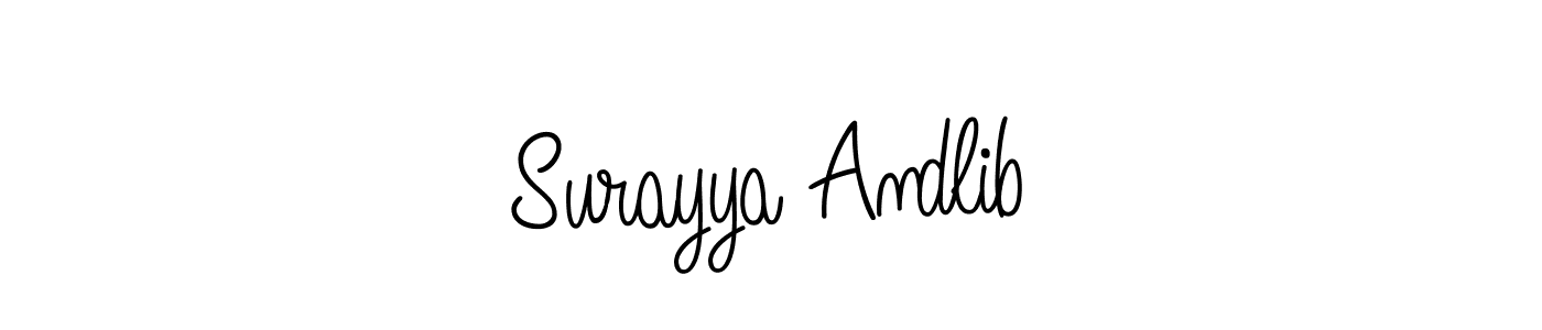 if you are searching for the best signature style for your name Surayya Andlib. so please give up your signature search. here we have designed multiple signature styles  using Angelique-Rose-font-FFP. Surayya Andlib signature style 5 images and pictures png