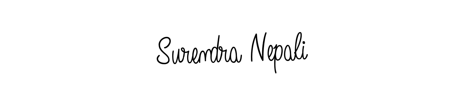 How to make Surendra Nepali name signature. Use Angelique-Rose-font-FFP style for creating short signs online. This is the latest handwritten sign. Surendra Nepali signature style 5 images and pictures png
