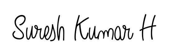 The Angelique-Rose-font-FFP font gives name Suresh Kumar H a signature that looks effortless yet distinguished. Download high-res PNG instantly. Suresh Kumar H signature style 5 images and pictures png
