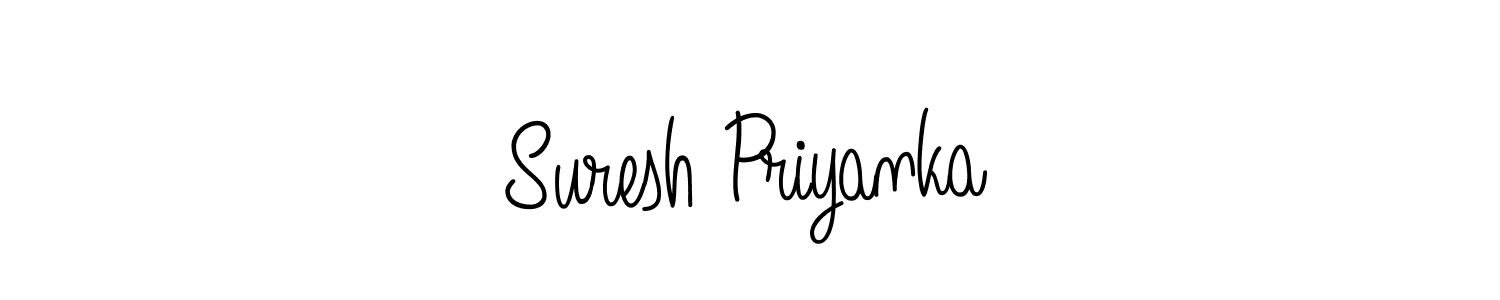 How to make Suresh Priyanka name signature. Use Angelique-Rose-font-FFP style for creating short signs online. This is the latest handwritten sign. Suresh Priyanka signature style 5 images and pictures png