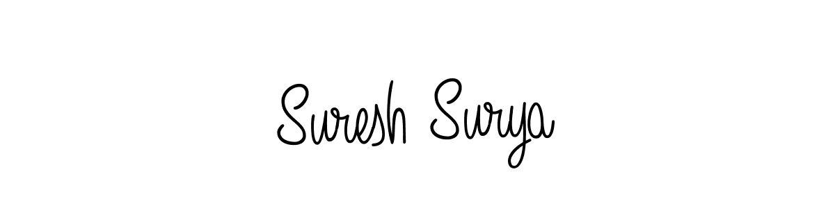 The best way (Angelique-Rose-font-FFP) to make a short signature is to pick only two or three words in your name. The name Suresh Surya include a total of six letters. For converting this name. Suresh Surya signature style 5 images and pictures png