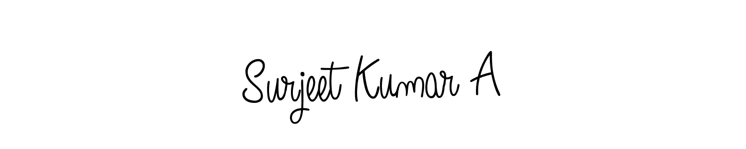 You should practise on your own different ways (Angelique-Rose-font-FFP) to write your name (Surjeet Kumar A) in signature. don't let someone else do it for you. Surjeet Kumar A signature style 5 images and pictures png
