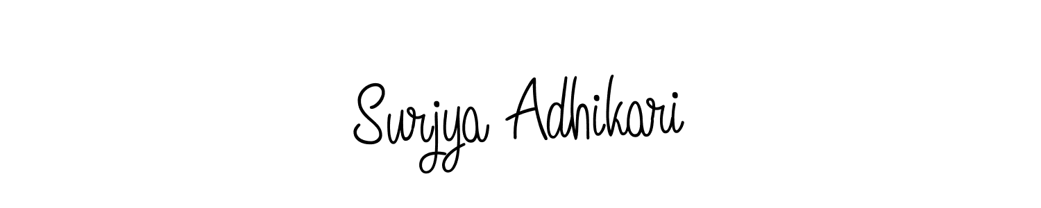 How to make Surjya Adhikari name signature. Use Angelique-Rose-font-FFP style for creating short signs online. This is the latest handwritten sign. Surjya Adhikari signature style 5 images and pictures png