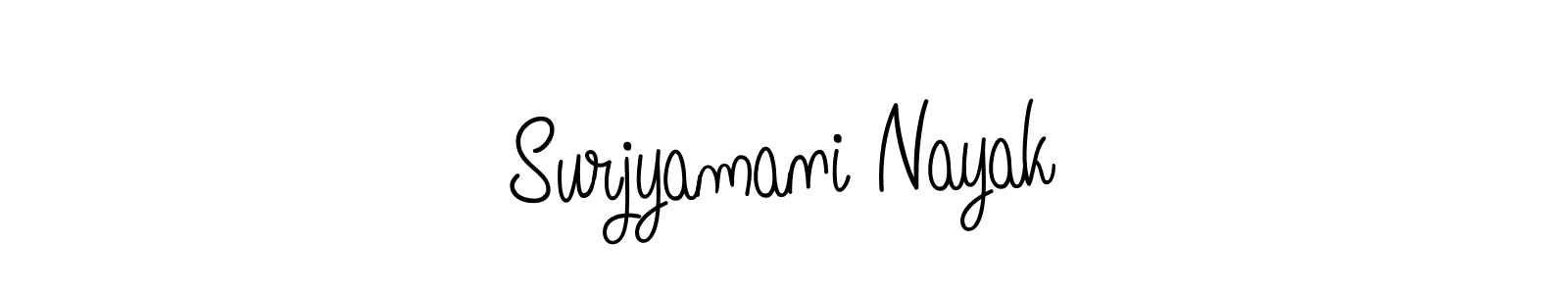 Use a signature maker to create a handwritten signature online. With this signature software, you can design (Angelique-Rose-font-FFP) your own signature for name Surjyamani Nayak. Surjyamani Nayak signature style 5 images and pictures png