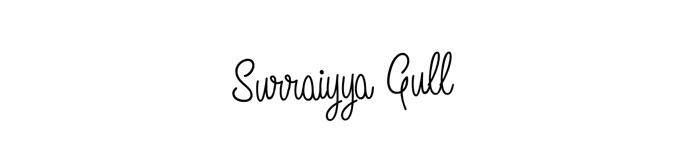 You should practise on your own different ways (Angelique-Rose-font-FFP) to write your name (Surraiyya Gull) in signature. don't let someone else do it for you. Surraiyya Gull signature style 5 images and pictures png