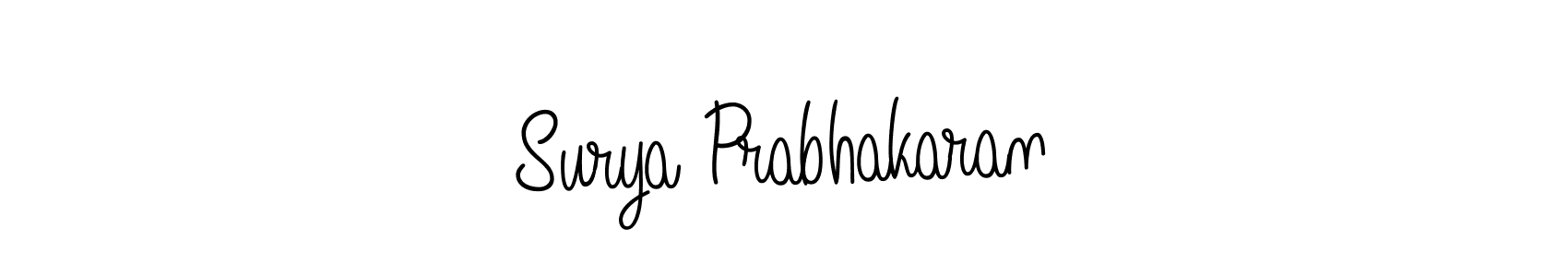 You should practise on your own different ways (Angelique-Rose-font-FFP) to write your name (Surya Prabhakaran) in signature. don't let someone else do it for you. Surya Prabhakaran signature style 5 images and pictures png