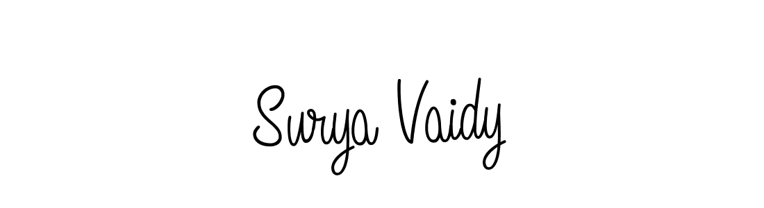 Use a signature maker to create a handwritten signature online. With this signature software, you can design (Angelique-Rose-font-FFP) your own signature for name Surya Vaidy. Surya Vaidy signature style 5 images and pictures png