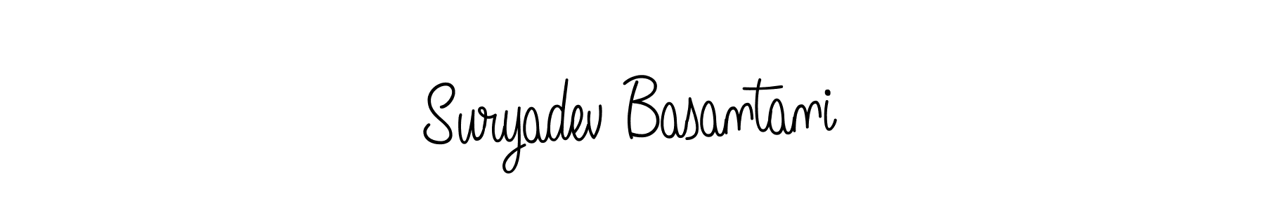 You should practise on your own different ways (Angelique-Rose-font-FFP) to write your name (Suryadev Basantani) in signature. don't let someone else do it for you. Suryadev Basantani signature style 5 images and pictures png