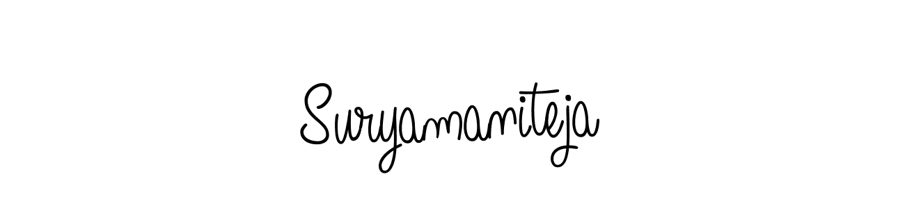 Make a beautiful signature design for name Suryamaniteja. With this signature (Angelique-Rose-font-FFP) style, you can create a handwritten signature for free. Suryamaniteja signature style 5 images and pictures png