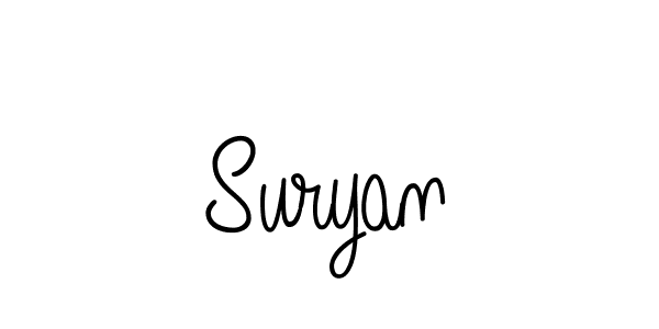 Use a signature maker to create a handwritten signature online. With this signature software, you can design (Angelique-Rose-font-FFP) your own signature for name Suryan. Suryan signature style 5 images and pictures png