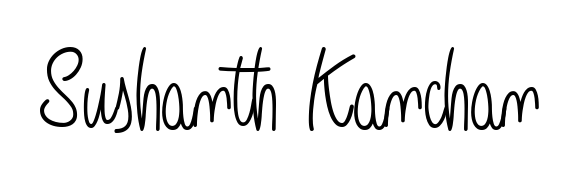 Create a personalized artistic stamp with Sushanth Kanchan in Angelique-Rose-font-FFP font. Perfect for visual artists, designers, and influencers. Sushanth Kanchan signature style 5 images and pictures png
