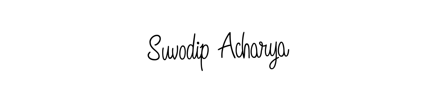 You should practise on your own different ways (Angelique-Rose-font-FFP) to write your name (Suvodip Acharya) in signature. don't let someone else do it for you. Suvodip Acharya signature style 5 images and pictures png