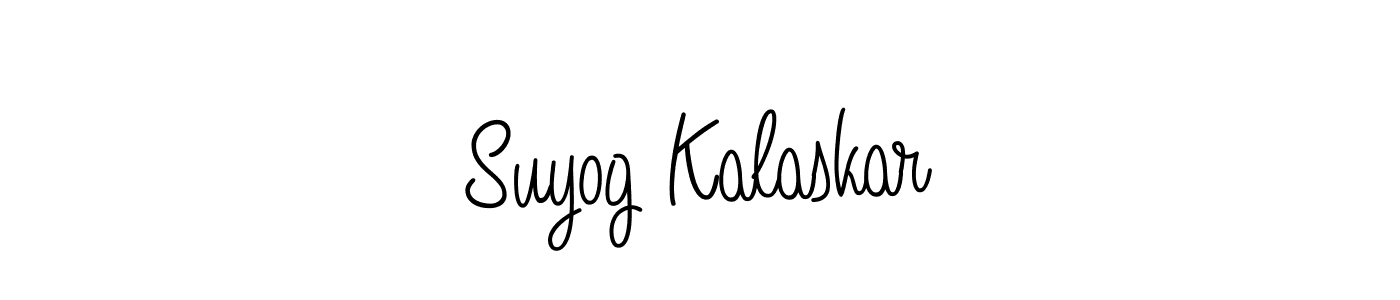 You should practise on your own different ways (Angelique-Rose-font-FFP) to write your name (Suyog Kalaskar) in signature. don't let someone else do it for you. Suyog Kalaskar signature style 5 images and pictures png