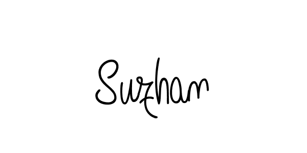 Make a beautiful signature design for name Suzhan. With this signature (Angelique-Rose-font-FFP) style, you can create a handwritten signature for free. Suzhan signature style 5 images and pictures png