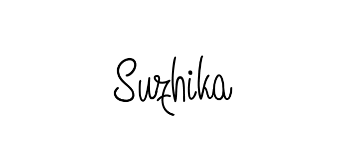 Make a beautiful signature design for name Suzhika. With this signature (Angelique-Rose-font-FFP) style, you can create a handwritten signature for free. Suzhika signature style 5 images and pictures png