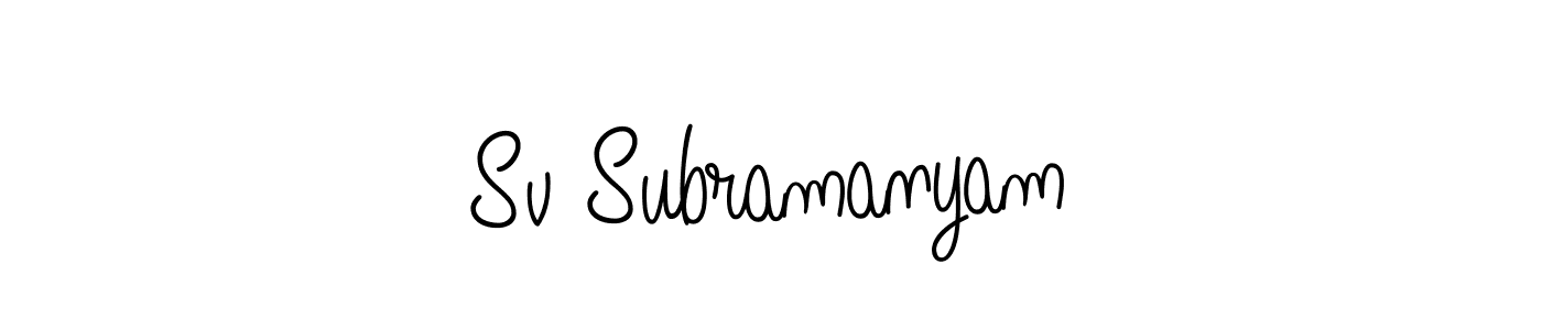 How to make Sv Subramanyam name signature. Use Angelique-Rose-font-FFP style for creating short signs online. This is the latest handwritten sign. Sv Subramanyam signature style 5 images and pictures png