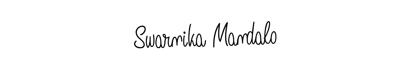 How to make Swarnika Mandalo name signature. Use Angelique-Rose-font-FFP style for creating short signs online. This is the latest handwritten sign. Swarnika Mandalo signature style 5 images and pictures png