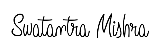 Master the art of signing with Swatantra Mishra written in fluent Angelique-Rose-font-FFP script. A great template to practice and refine your handwriting. Swatantra Mishra signature style 5 images and pictures png