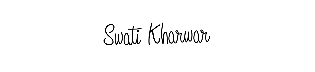You should practise on your own different ways (Angelique-Rose-font-FFP) to write your name (Swati Kharwar) in signature. don't let someone else do it for you. Swati Kharwar signature style 5 images and pictures png