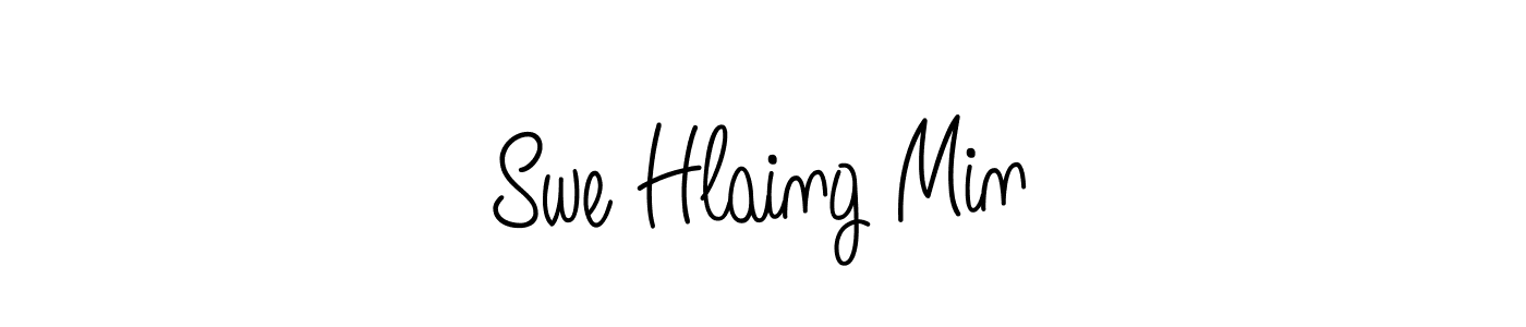 Make a beautiful signature design for name Swe Hlaing Min. With this signature (Angelique-Rose-font-FFP) style, you can create a handwritten signature for free. Swe Hlaing Min signature style 5 images and pictures png