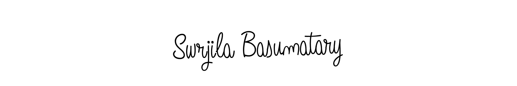 The best way (Angelique-Rose-font-FFP) to make a short signature is to pick only two or three words in your name. The name Swrjila Basumatary include a total of six letters. For converting this name. Swrjila Basumatary signature style 5 images and pictures png