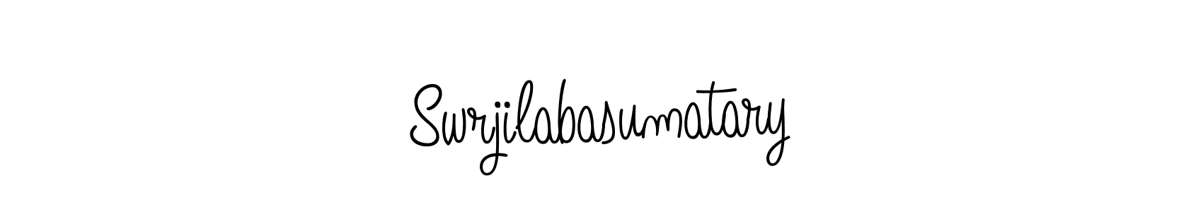 Make a beautiful signature design for name Swrjilabasumatary. With this signature (Angelique-Rose-font-FFP) style, you can create a handwritten signature for free. Swrjilabasumatary signature style 5 images and pictures png