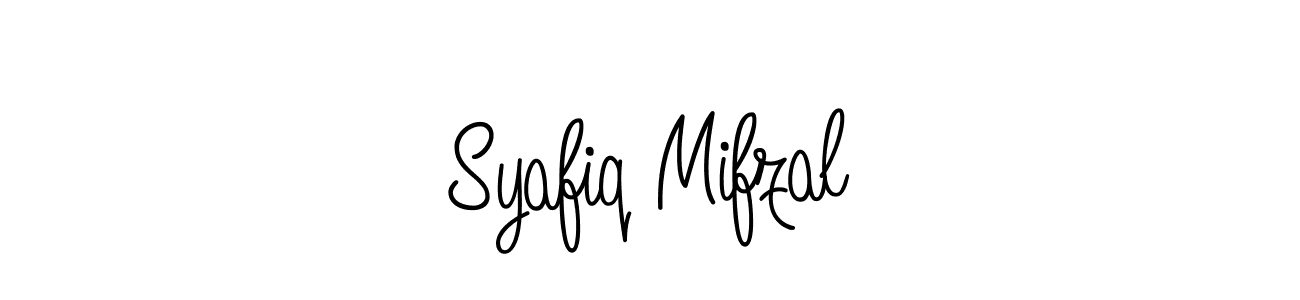 The best way (Angelique-Rose-font-FFP) to make a short signature is to pick only two or three words in your name. The name Syafiq Mifzal include a total of six letters. For converting this name. Syafiq Mifzal signature style 5 images and pictures png