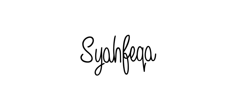 You should practise on your own different ways (Angelique-Rose-font-FFP) to write your name (Syahfeqa) in signature. don't let someone else do it for you. Syahfeqa signature style 5 images and pictures png