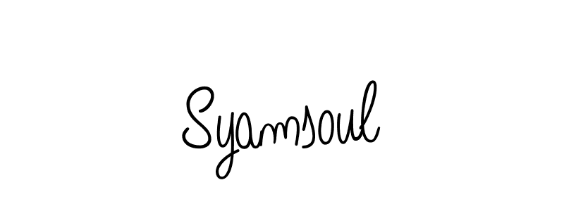 The best way (Angelique-Rose-font-FFP) to make a short signature is to pick only two or three words in your name. The name Syamsoul include a total of six letters. For converting this name. Syamsoul signature style 5 images and pictures png