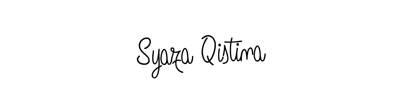 The best way (Angelique-Rose-font-FFP) to make a short signature is to pick only two or three words in your name. The name Syaza Qistina include a total of six letters. For converting this name. Syaza Qistina signature style 5 images and pictures png
