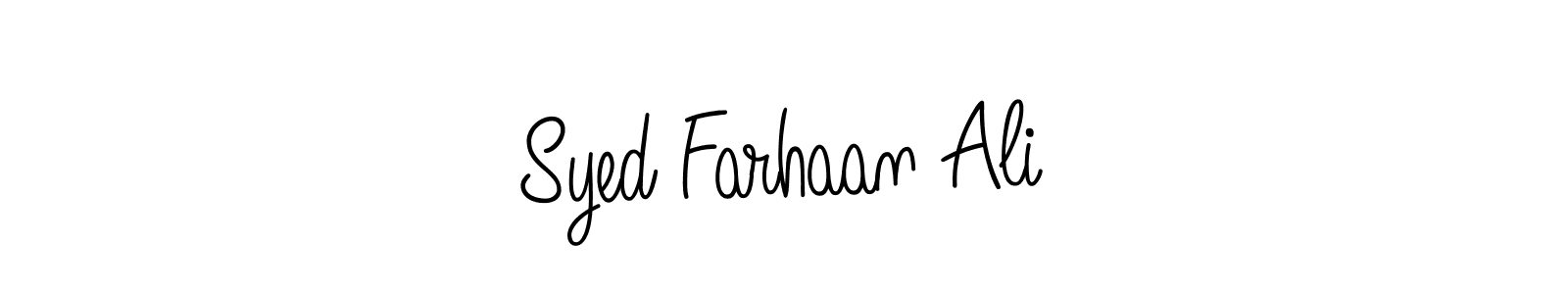 Use a signature maker to create a handwritten signature online. With this signature software, you can design (Angelique-Rose-font-FFP) your own signature for name Syed Farhaan Ali. Syed Farhaan Ali signature style 5 images and pictures png