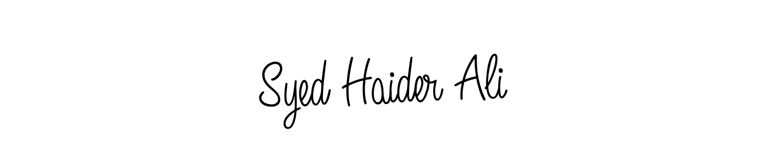 The best way (Angelique-Rose-font-FFP) to make a short signature is to pick only two or three words in your name. The name Syed Haider Ali include a total of six letters. For converting this name. Syed Haider Ali signature style 5 images and pictures png