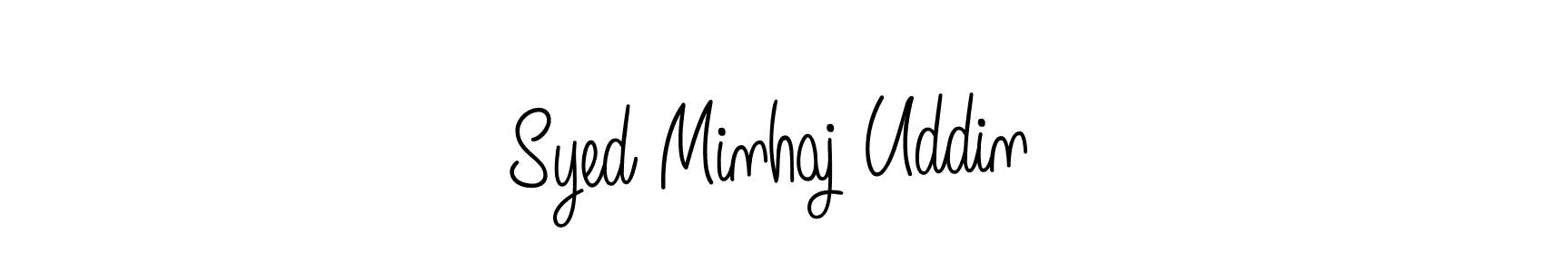 The best way (Angelique-Rose-font-FFP) to make a short signature is to pick only two or three words in your name. The name Syed Minhaj Uddin include a total of six letters. For converting this name. Syed Minhaj Uddin signature style 5 images and pictures png