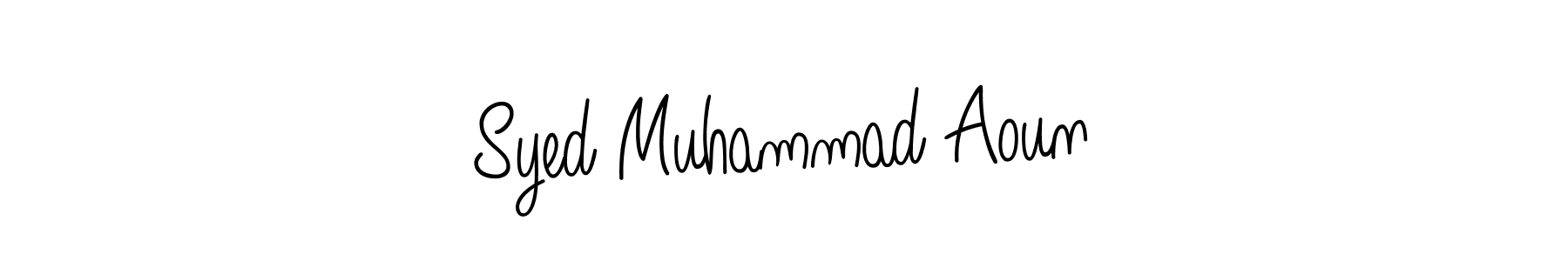 You should practise on your own different ways (Angelique-Rose-font-FFP) to write your name (Syed Muhammad Aoun) in signature. don't let someone else do it for you. Syed Muhammad Aoun signature style 5 images and pictures png