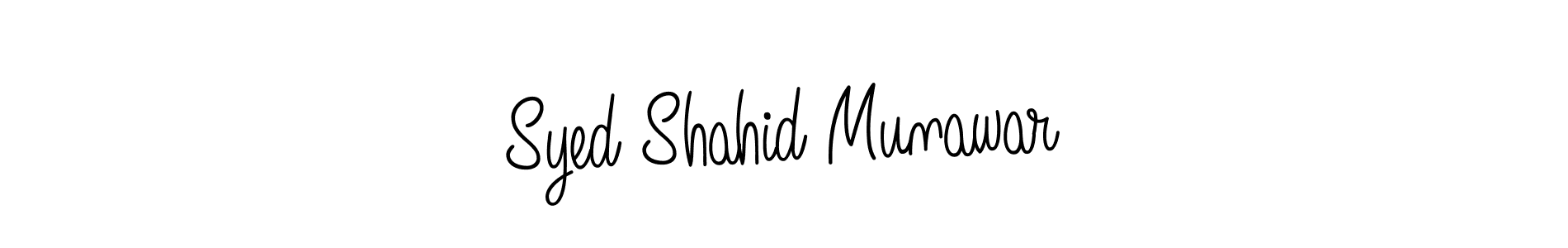 You should practise on your own different ways (Angelique-Rose-font-FFP) to write your name (Syed Shahid Munawar) in signature. don't let someone else do it for you. Syed Shahid Munawar signature style 5 images and pictures png