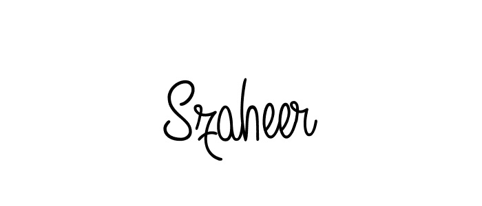 How to make Szaheer name signature. Use Angelique-Rose-font-FFP style for creating short signs online. This is the latest handwritten sign. Szaheer signature style 5 images and pictures png