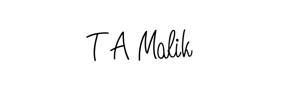 The best way (Angelique-Rose-font-FFP) to make a short signature is to pick only two or three words in your name. The name T A Malik include a total of six letters. For converting this name. T A Malik signature style 5 images and pictures png