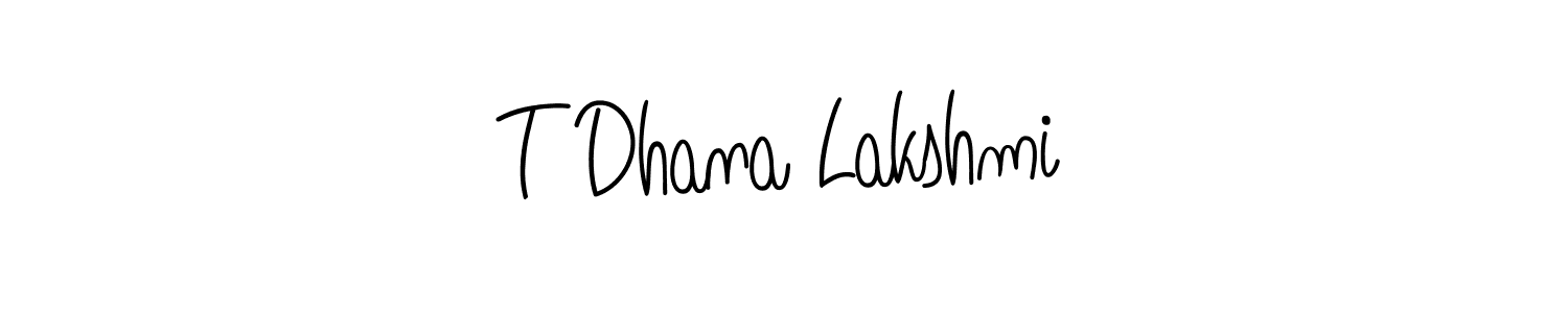 How to make T Dhana Lakshmi signature? Angelique-Rose-font-FFP is a professional autograph style. Create handwritten signature for T Dhana Lakshmi name. T Dhana Lakshmi signature style 5 images and pictures png