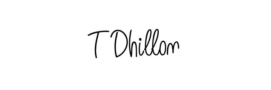 How to make T Dhillon name signature. Use Angelique-Rose-font-FFP style for creating short signs online. This is the latest handwritten sign. T Dhillon signature style 5 images and pictures png
