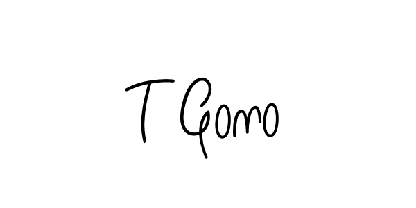 Make a beautiful signature design for name T Gono. With this signature (Angelique-Rose-font-FFP) style, you can create a handwritten signature for free. T Gono signature style 5 images and pictures png