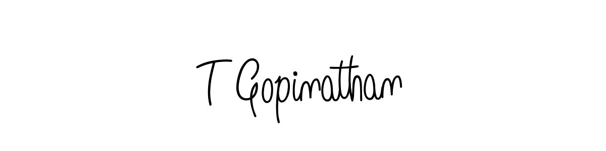 Use a signature maker to create a handwritten signature online. With this signature software, you can design (Angelique-Rose-font-FFP) your own signature for name T Gopinathan. T Gopinathan signature style 5 images and pictures png