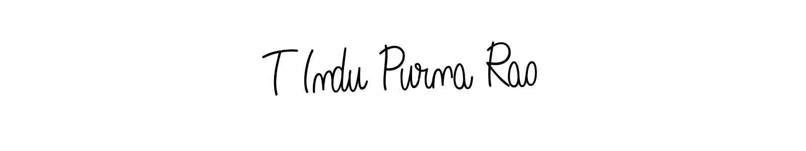 The best way (Angelique-Rose-font-FFP) to make a short signature is to pick only two or three words in your name. The name T Indu Purna Rao include a total of six letters. For converting this name. T Indu Purna Rao signature style 5 images and pictures png