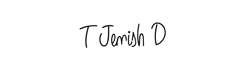 Design your own signature with our free online signature maker. With this signature software, you can create a handwritten (Angelique-Rose-font-FFP) signature for name T Jenish D. T Jenish D signature style 5 images and pictures png