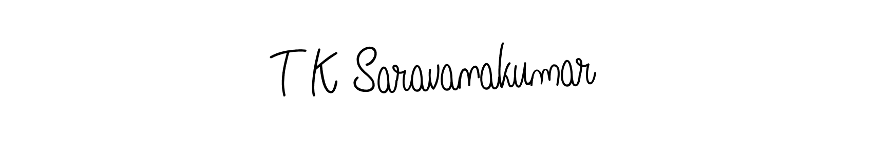 The best way (Angelique-Rose-font-FFP) to make a short signature is to pick only two or three words in your name. The name T K Saravanakumar include a total of six letters. For converting this name. T K Saravanakumar signature style 5 images and pictures png