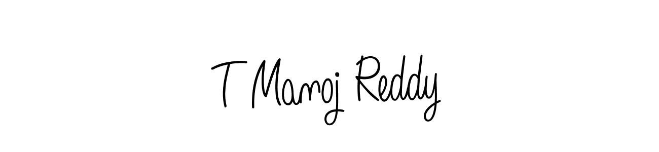 The best way (Angelique-Rose-font-FFP) to make a short signature is to pick only two or three words in your name. The name T Manoj Reddy include a total of six letters. For converting this name. T Manoj Reddy signature style 5 images and pictures png