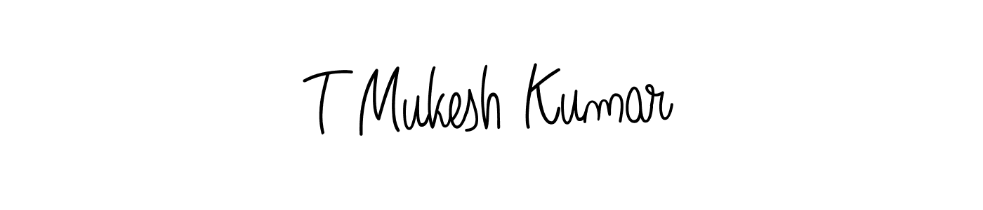 Use a signature maker to create a handwritten signature online. With this signature software, you can design (Angelique-Rose-font-FFP) your own signature for name T Mukesh Kumar. T Mukesh Kumar signature style 5 images and pictures png