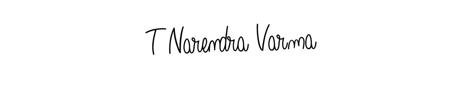 You should practise on your own different ways (Angelique-Rose-font-FFP) to write your name (T Narendra Varma) in signature. don't let someone else do it for you. T Narendra Varma signature style 5 images and pictures png
